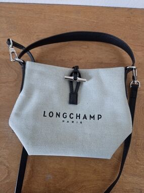 Longchamp White and Black Messenger Crossbody Bag